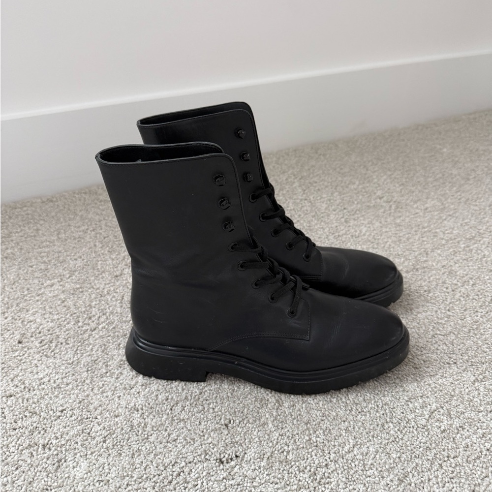 Stuart Weitzman Black Combat Boots